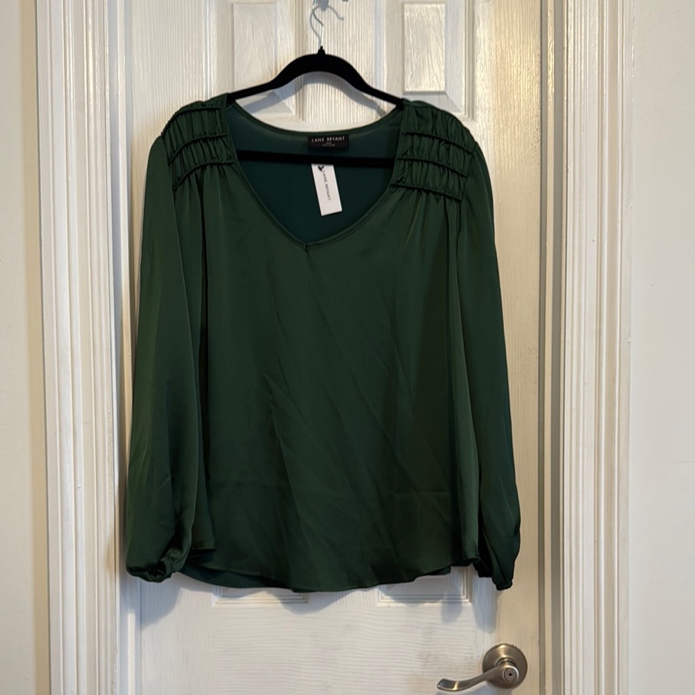 Green Satin Lane Bryant Dress Shirt